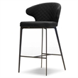 Home Square Counter Stool Coal Fabric in Iron Painted Legs - Set of 2