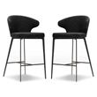 Home Square Counter Stool Coal Fabric in Iron Painted Legs - Set of 2