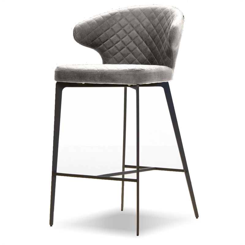 Home Square Counter Stool Fawn Fabric in Iron Painted Legs - Set of 2