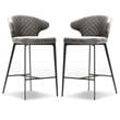Home Square Counter Stool Fawn Fabric in Iron Painted Legs - Set of 2