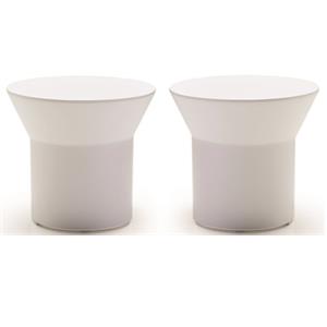 Home Square 21&quot Solid Surface Round End Table in White - Set of 2