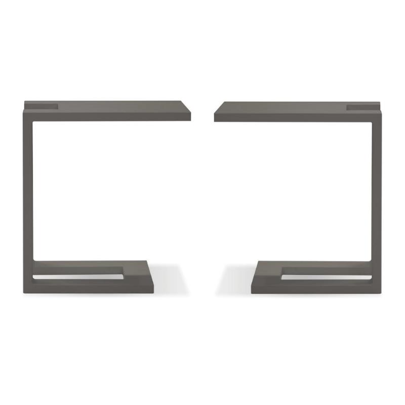 Home Square Modern Metal End Table with Aluminium Frame in Gray - Set of 2