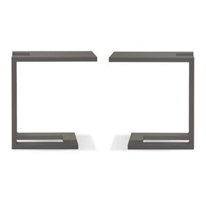 Home Square Modern Metal End Table with Aluminium Frame in Gray - Set of 2