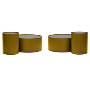 Home Square Modern Marble Top End Table with Brass Base in Black - Set of 2