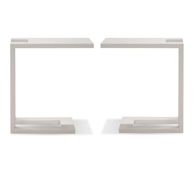 Home Square Modern Metal End Table with Aluminium Frame in White - Set of 2