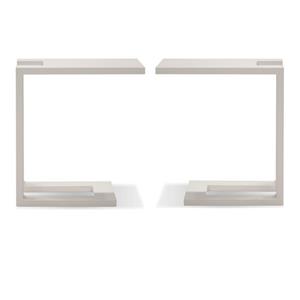 Home Square Modern Metal End Table with Aluminium Frame in White - Set of 2