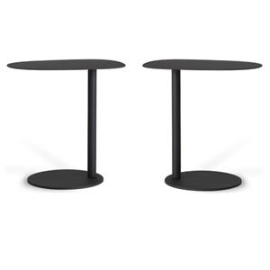 Home Square Modern Steel Top and Frame End Table in Matte Black - Set of 2