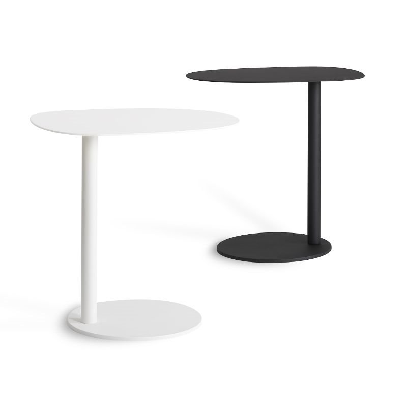Home Square Modern Steel Top and Frame End Table in Matte White - Set of 2