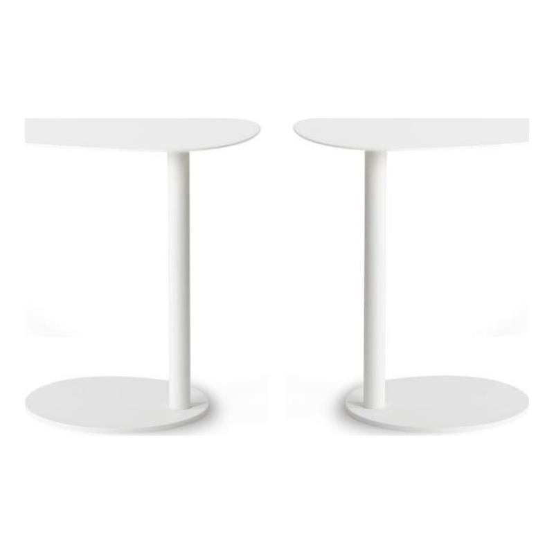 Home Square Modern Steel Top and Frame End Table in Matte White - Set of 2