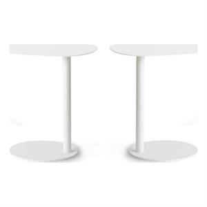 Home Square Modern Steel Top and Frame End Table in Matte White - Set of 2