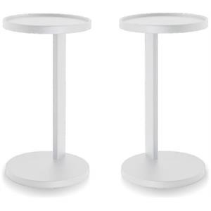 Home Square Modern Aluminum End Table Powder Coated in Matte White - Set of 2
