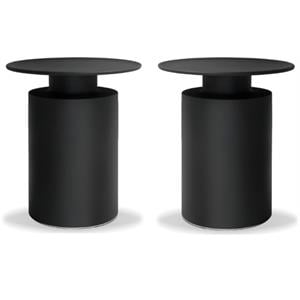 Home Square Modern Aluminum End Table Powder Coated in Matte Black - Set of 2