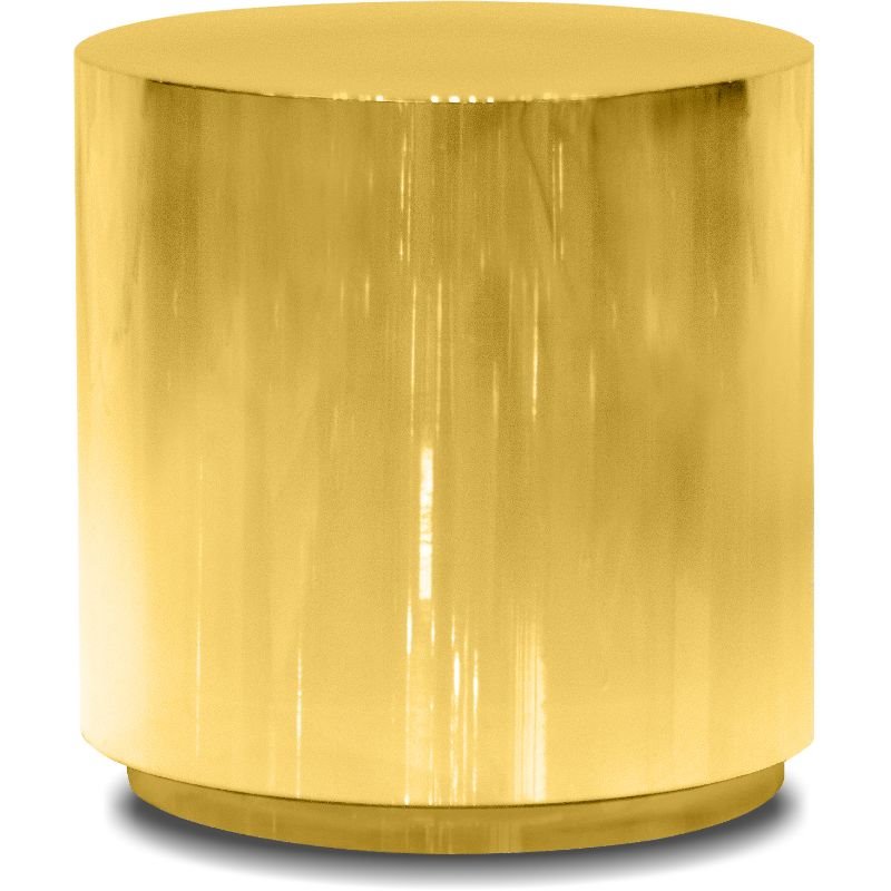 Home Square Modern Stainless Steel End Table in Polished Gold Finish - Set of 2