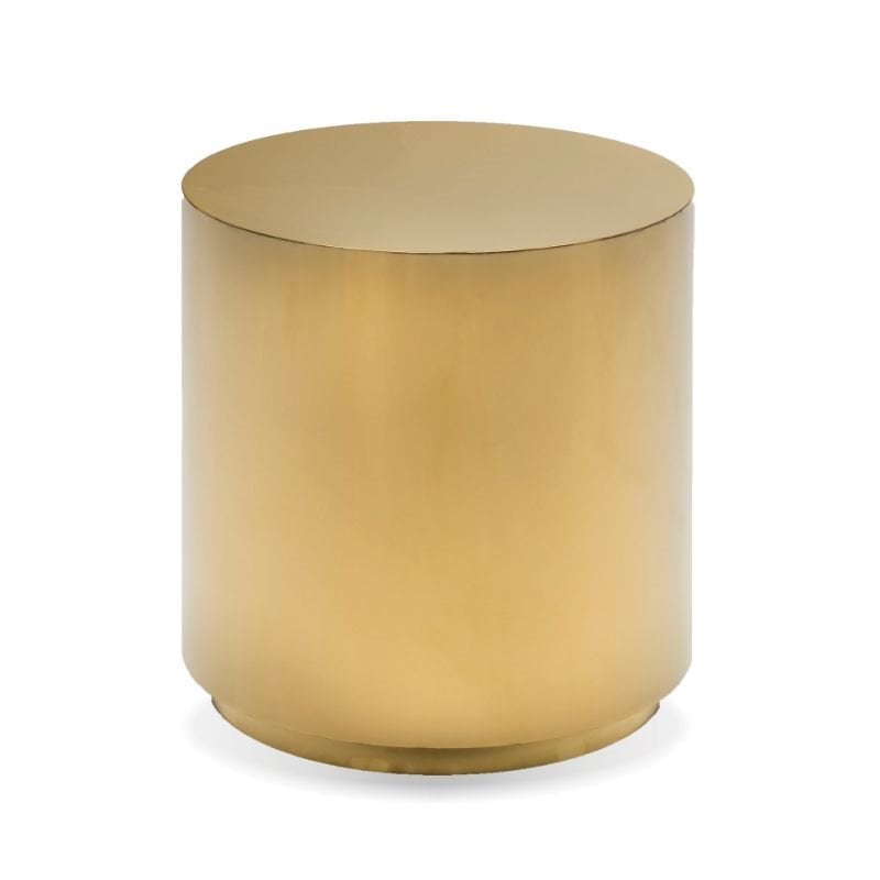 Home Square Modern Stainless Steel End Table in Polished Gold Finish - Set of 2
