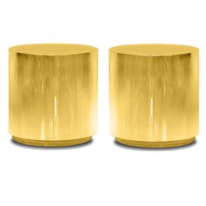 Home Square Modern Stainless Steel End Table in Polished Gold Finish - Set of 2