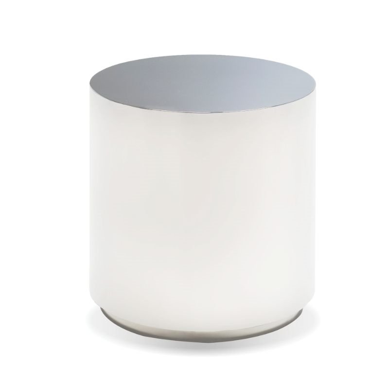Home Square Modern Stainless Steel End Table in Polished Steel Finish - Set of 2