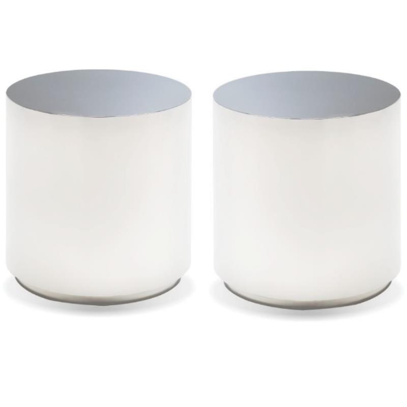 Home Square Modern Stainless Steel End Table in Polished Steel Finish - Set of 2