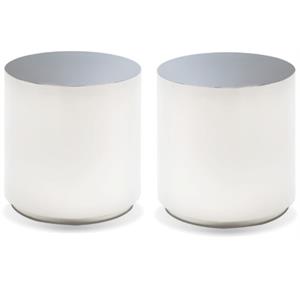 Home Square Modern Stainless Steel End Table in Polished Steel Finish - Set of 2
