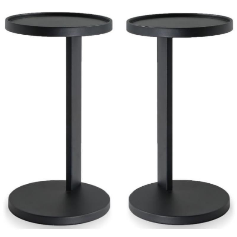 Home Square Modern Aluminum End Table in Matte Black - Set of 2