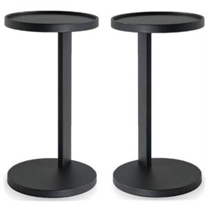 Home Square Modern Aluminum End Table in Matte Black - Set of 2