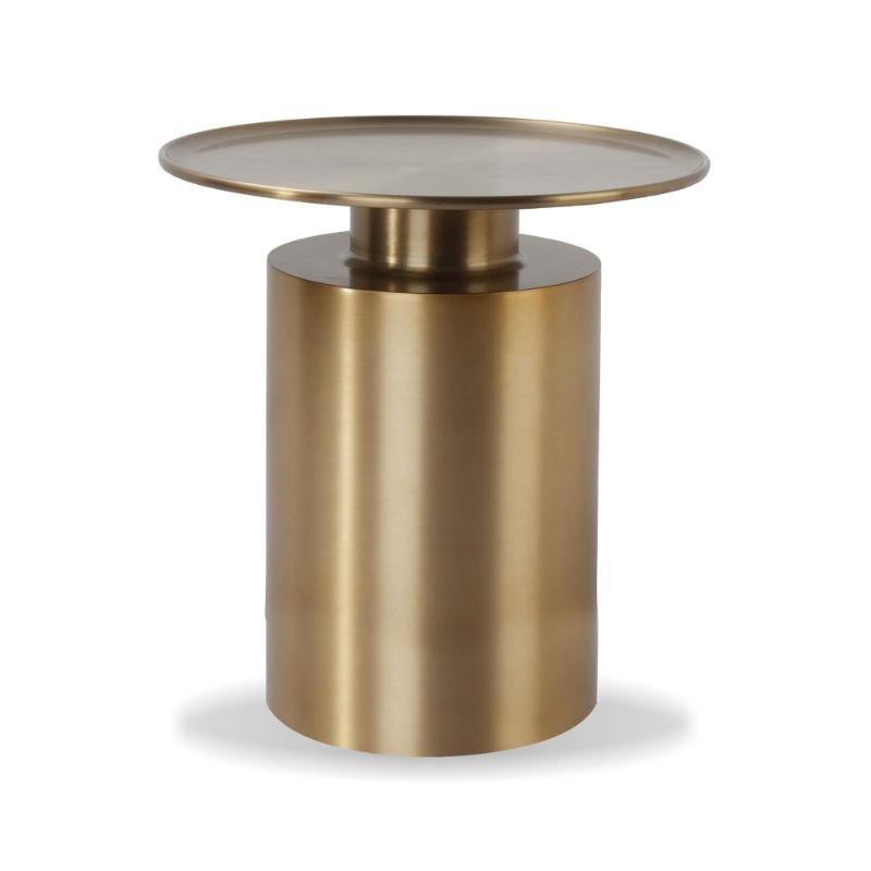 Home Square Modern Aluminum End Table in Antique Brass Finish - Set of 2