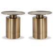 Home Square Modern Aluminum End Table in Antique Brass Finish - Set of 2