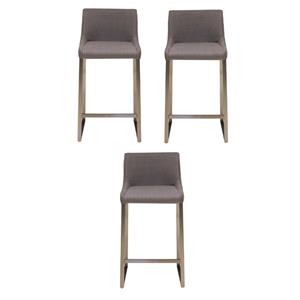 Home Square 25.25&quot Fabric and Steel Counter Stool in Light Gray - Set of 3