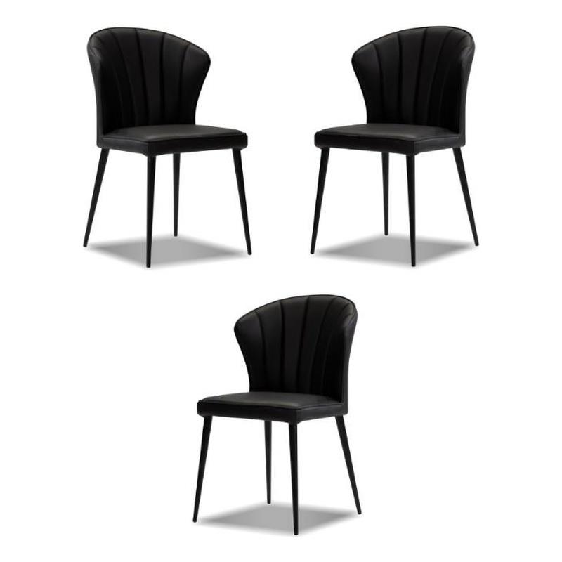 Home Square Leather Counter Stool in Black Finish - Set of 3