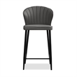 Home Square Counter Stool Smoke Leather in Black Legs - Set of 3