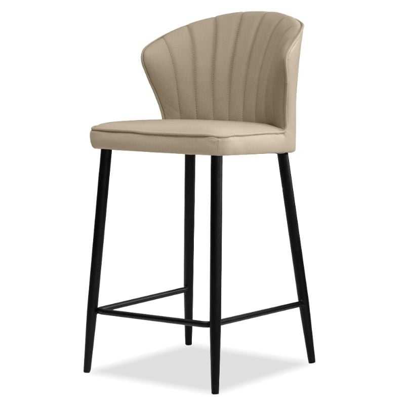 Home Square Counter Stool Wheat Leather in Black Legs - Set of 3