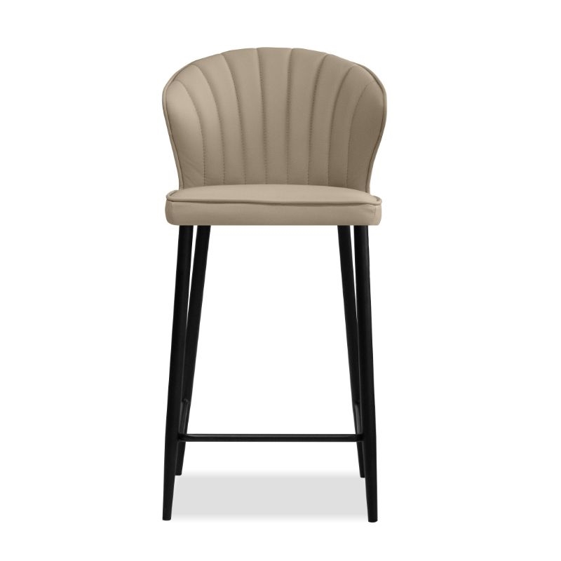 Home Square Counter Stool Wheat Leather in Black Legs - Set of 3