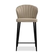 Home Square Counter Stool Wheat Leather in Black Legs - Set of 3