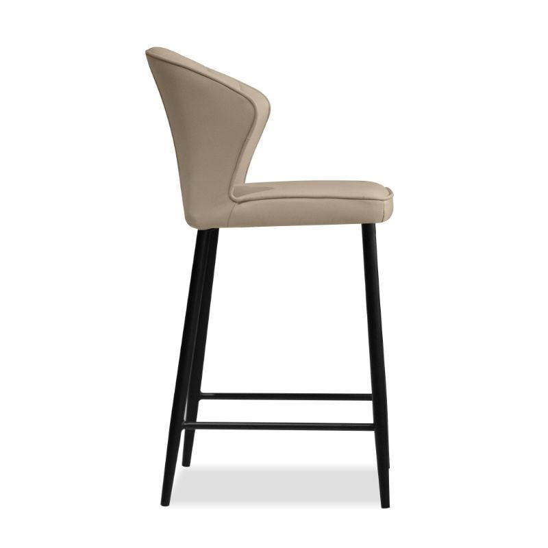 Home Square Counter Stool Wheat Leather in Black Legs - Set of 3