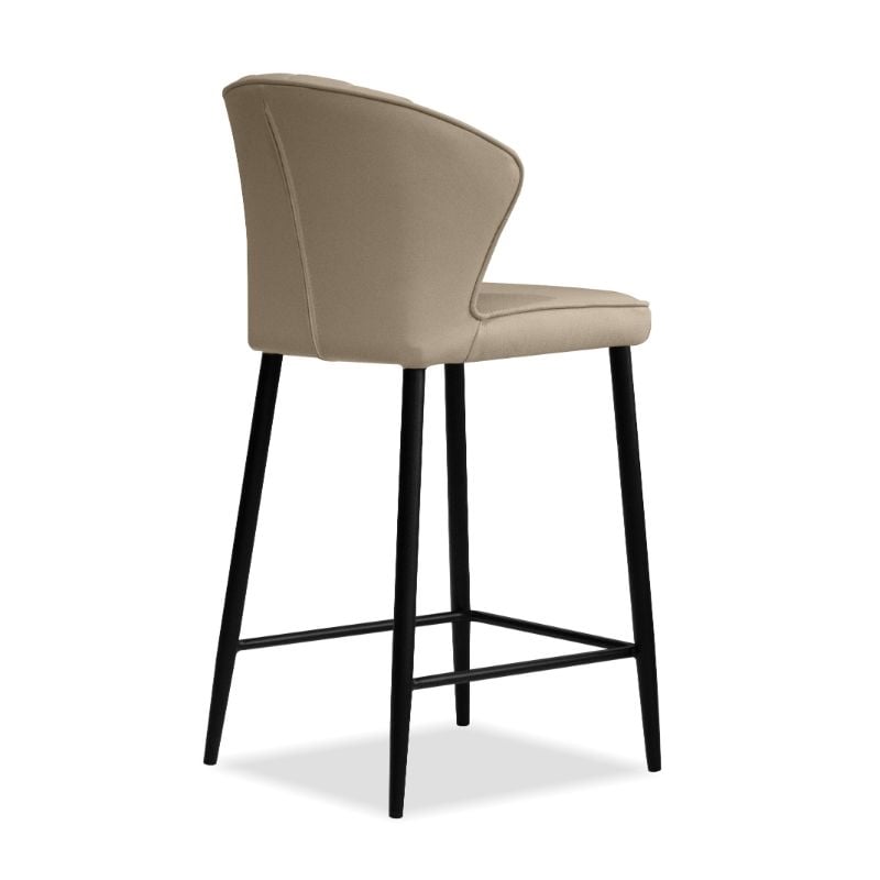 Home Square Counter Stool Wheat Leather in Black Legs - Set of 3