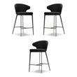 Home Square Counter Stool Coal Fabric in Iron Painted Legs - Set of 3