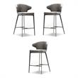 Home Square Counter Stool Fawn Fabric in Iron Painted Legs - Set of 3