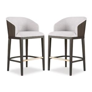 Home Square Upholstered Bar Stool in Midnight Brown - Set of 2