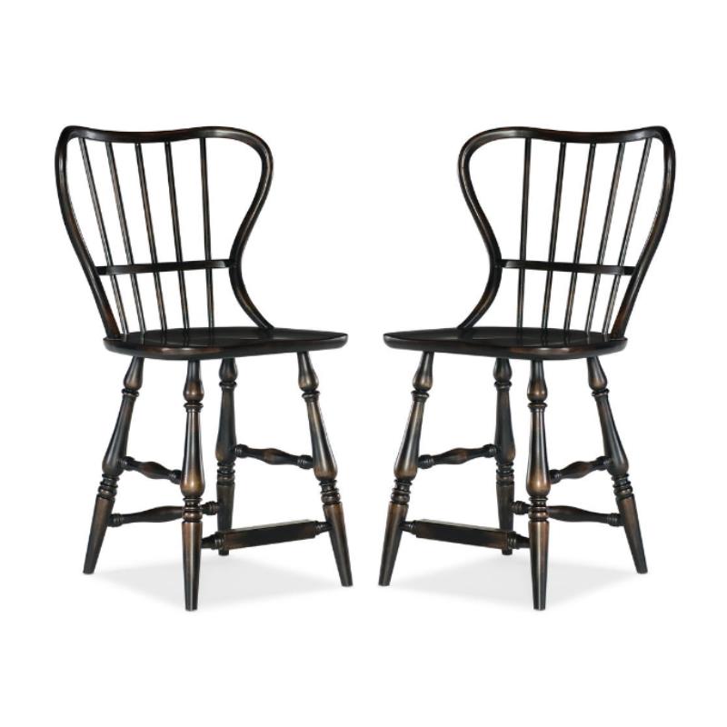 Home Square Dining Room Back Counter Stool in Black - Set of 2