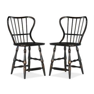 Home Square Dining Room Back Counter Stool in Black - Set of 2