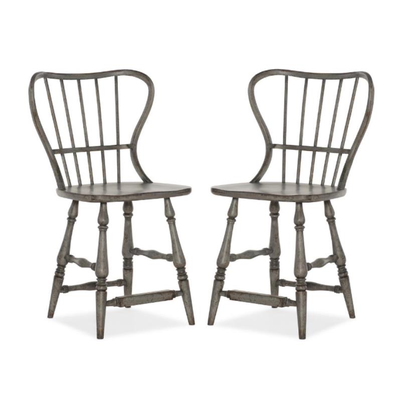 Home Square Dining Room Spindle Back Counter Stool in Speckled Gray - Set of 2
