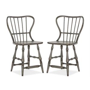 Home Square Dining Room Spindle Back Counter Stool in Speckled Gray - Set of 2