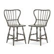 Home Square Dining Room Spindle Back Counter Stool in Speckled Gray - Set of 2