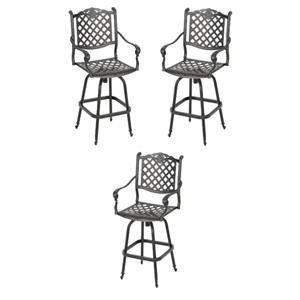 home square cast aluminum copper outdoor bar stool - set of 3