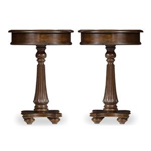 Home Square Traditional Wood End Table in Mahogany - Set of 2