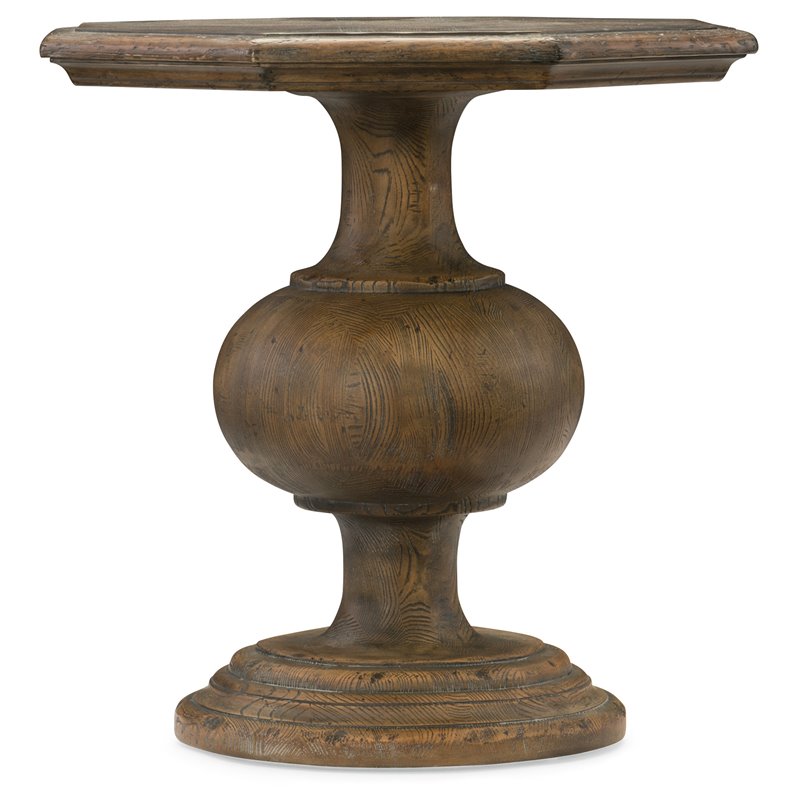 Home Square End Table with Pedestal Base in Timeworn Saddle Brown - Set of 2