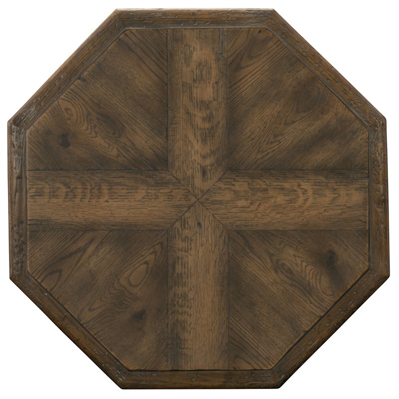 Home Square End Table with Pedestal Base in Timeworn Saddle Brown - Set of 2