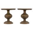 Home Square End Table with Pedestal Base in Timeworn Saddle Brown - Set of 2