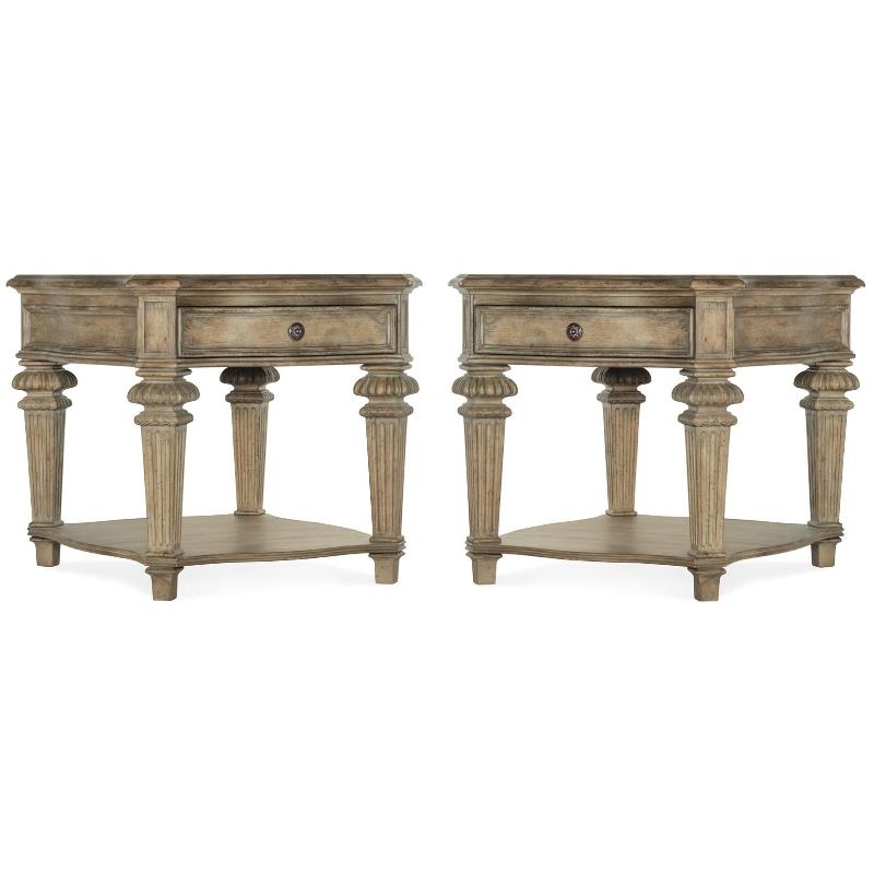 Home Square Rectangle One Drawer End Table in Natural - Set of 2