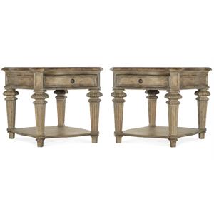 Home Square Rectangle One Drawer End Table in Natural - Set of 2