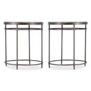 Home Square 22&quot Round End Table in Light Wood Finish - Set of 2